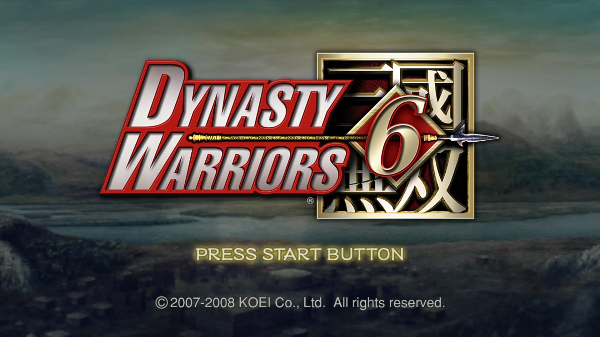 Dynasty Warriors 6 title screen for Xbox 360